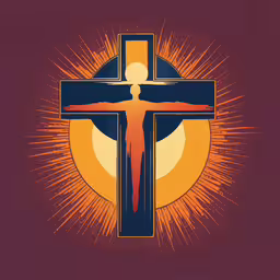the cross with a person standing on top,the cross with a sun in the background