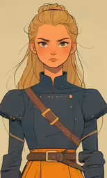 the young girl is standing in front of a neutral background