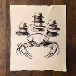this is an image of a crab with top hats