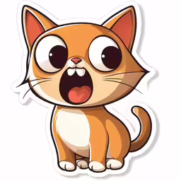 an orange cat standing up with its tongue open