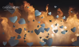 some very pretty paper hearts floating in the air