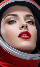 the face of a woman wearing makeup is seen through the hoop