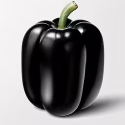 a black pepper, with one green chili pepper in the foreground and another on the far side of the photo