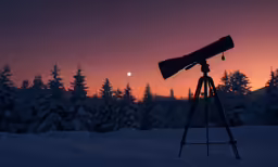 a telescope is in front of the view of the sky