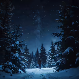 a man standing on the side of a snow covered slope in front of trees