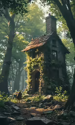 a home nestled among the trees and shrubs