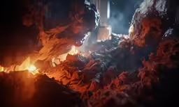 some sort of coal is lit up with red flame
