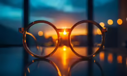 a candle sits inside a round frame