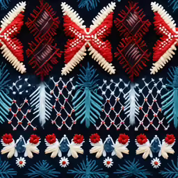 the stitches are different shapes and sizes on the fabric