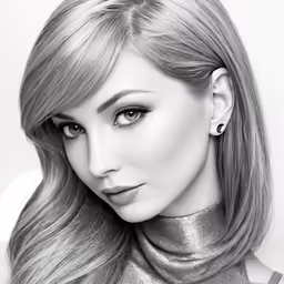 a beautiful blonde girl in black and white