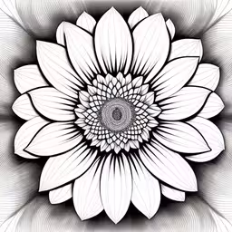 an intricate flower that can be seen in black and white,an abstract black and white drawing of a large flower