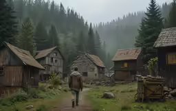 a person that is walking on a dirt path