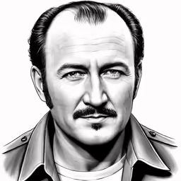 a black and white portrait of a man with a mustache