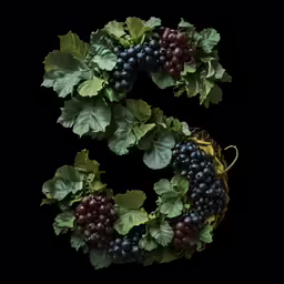 grapes and grapes are laid out into the shape of a s