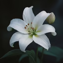 the flower of the white lily is blooming