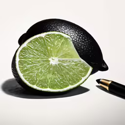 two limes are on the ground and one is cut in half