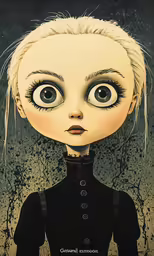 a close up of a person wearing a black dress