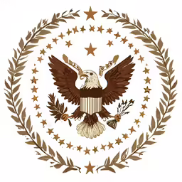 the state seal of america with stars and foliage