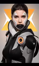 woman in a costume with orange light coming out