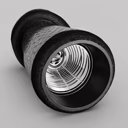 an engine with nozzles sitting on the ground