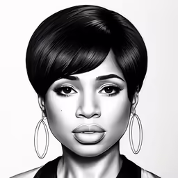 a portrait of a woman in black and white