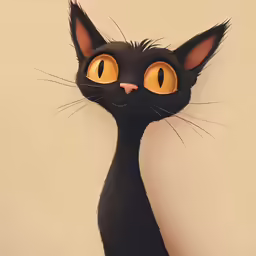 a black cat with big eyes staring straight ahead