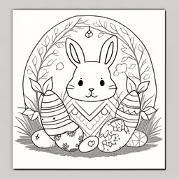 the easter bunny is surrounded by eggs and leaves