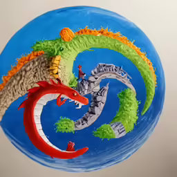 a plastic round object with a painting on it