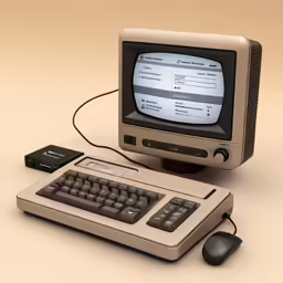 old television and computer mouse on beige background