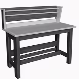 a wooden bench with a wood top on white