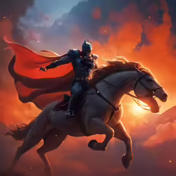 a man in a costume riding on the back of a white horse
