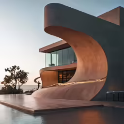 the architecture of an elegantly designed building with a spiral shaped roof