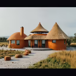 there is a house made of mud and grass