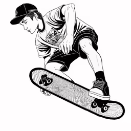 a drawing of a person on a skateboard