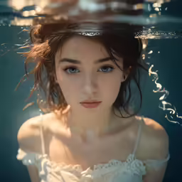 a beautiful woman with water on her head