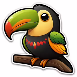 a cartoon toucan perched on a branch