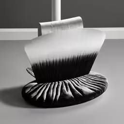 a black and white image of a sculpture with the face partially closed