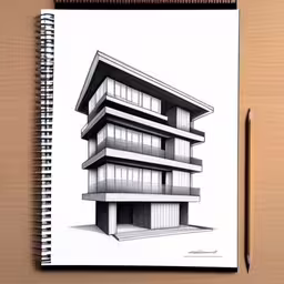 a drawing of an architectural structure with a spiral of glass,a drawing of a building with many windows