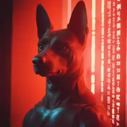 a large black dog that is sitting in a room