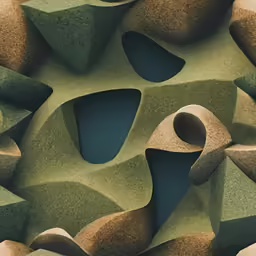 an artistic photo of two people surrounded by shapes
