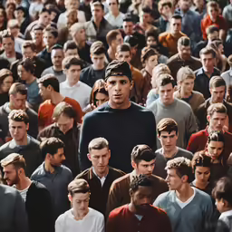a man surrounded by a large group of people
