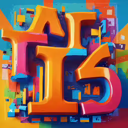 colorful letters made with various colored blocks and squares,a piece of art featuring the word love is painted in bright colors