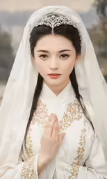 the ancient chinese princess and costume in traditional dress