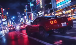 an image of the tail lights of cars going down the road