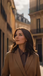 an image of a woman wearing a brown suit