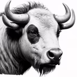 a close up of an animal with horns
