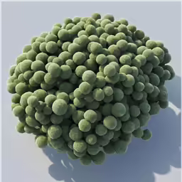 an aerial view of several, multiple balls in a ball