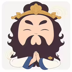 a cartoon of an asian man with a crown on his head
