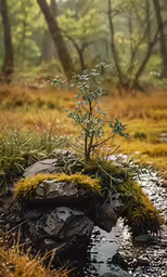 a tree that is growing out of some rocks