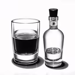 the bottle and glass are both empty or not filled